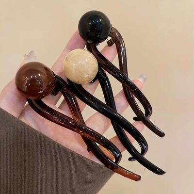 3 Adet Muz Klips Seti Boncuk Dekor Fransız Tarzı Saç Tokaları Kadınlar Kaymaz Büküm At Kuyruğu Tokası Klipsleri Saç Aksesuarları