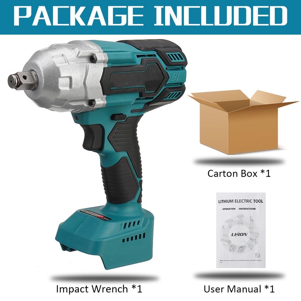 488Vf 1500N.m 1/2 Socket High Torque Brushless Wrench Cordless Electric Impact Wrench Power Tools For 18V Battery