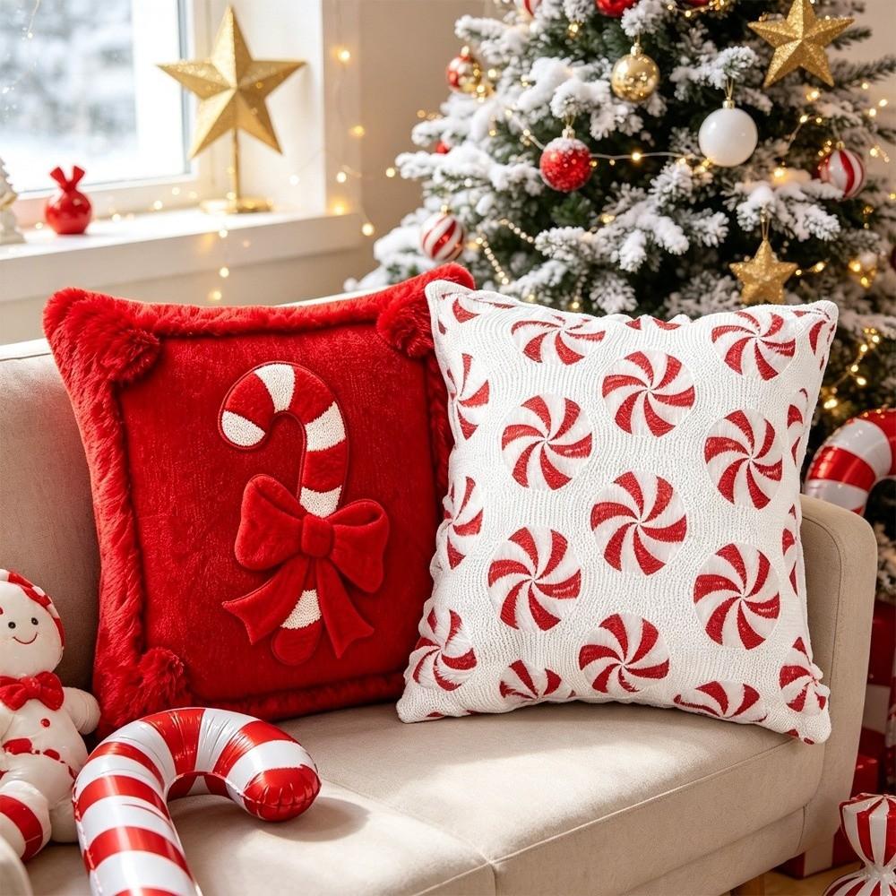 Breathable Bowknot Pillow Cover 45x45cm Plush Pillow Case Christmas Pillowcases Christmas Decor