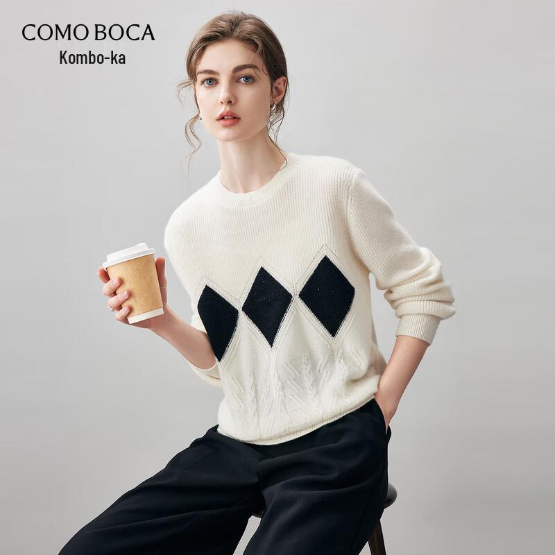 

Женский толстый кашемировый свитер Komom Boca с круглым вырезом и ромбовидным узором M