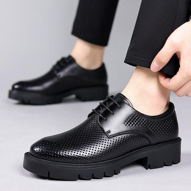 Height-increasing shoes men's 10cm hollow low-top men's inner height-increasing leather shoes business wear lace-up thick-soled groom casual men's sh