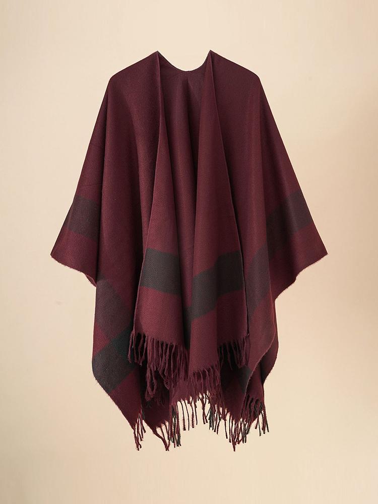 Imitation Cashmere Winter Layers Poncho For Women Men Tassel Scarf Warm Female Male Capa Para Mujer Pashmina Scarve Wrap Shawl