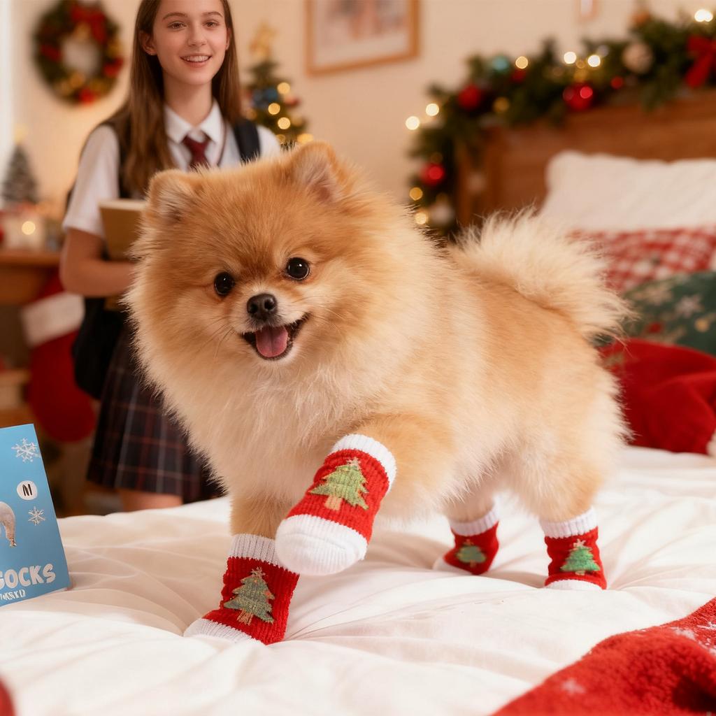 Julstrumpor, Jultomten, Snögubbe, Överdrag, Nallebjörn, Repa, Smuts, Liten Hund Husdjur Jul Husdjursstrumpor