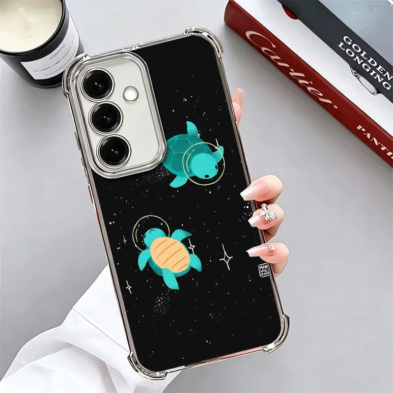Cartoon Ocean Sea Turtle Plating Phone Case For Samsung A17 A07 A37 A57 A16 A56 A15 A55 A14 A54 A13 A53 A26 A36 A25 A35 A24 A34