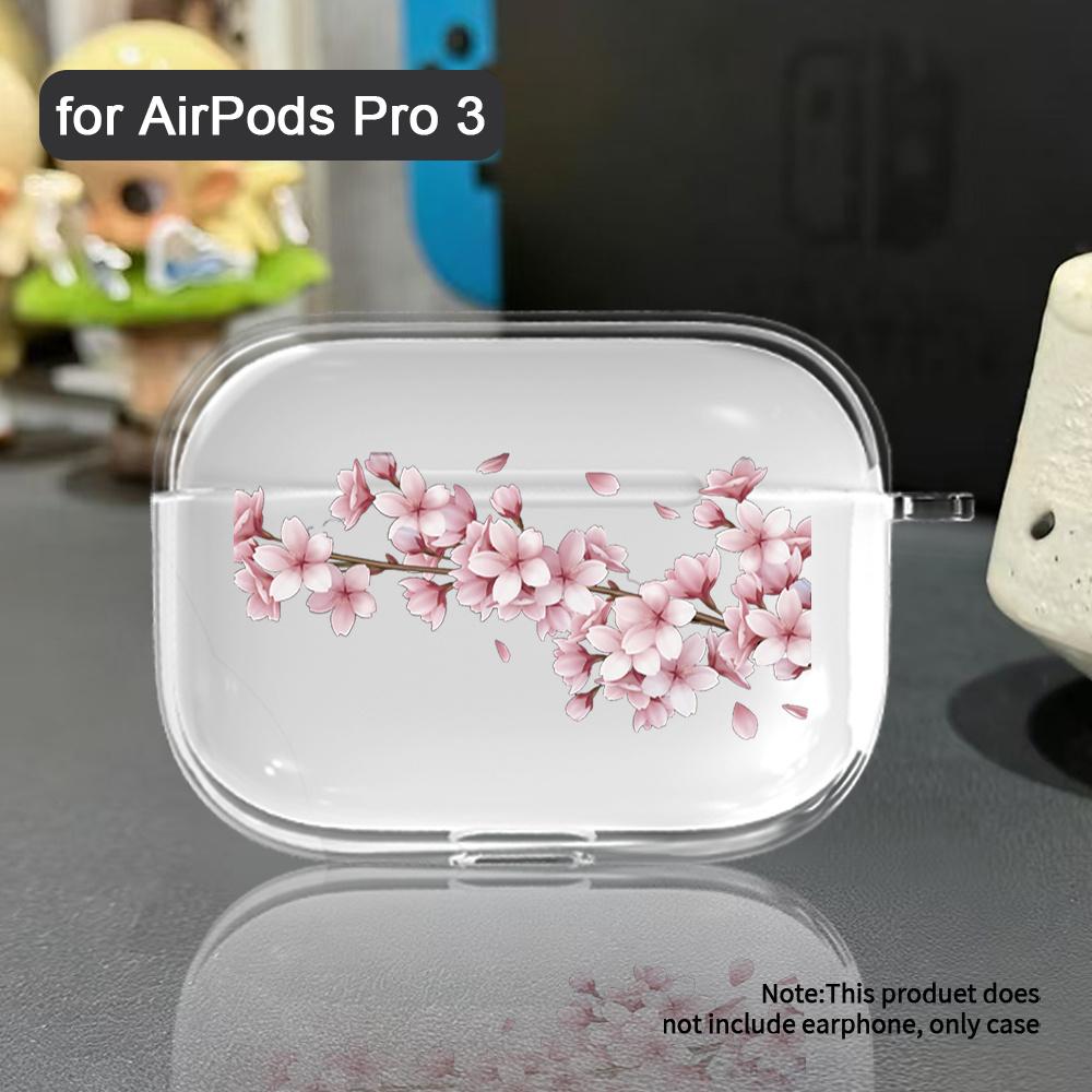 Sakura pattern is suitable for AirPods 3 2 1 Pro 2 4 Pro3 transparent headphone protective case, anti drop