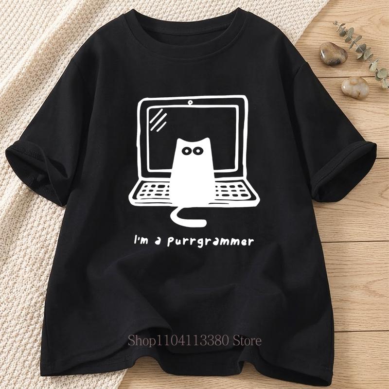 Computer Cats Graphic Print Tshirt for Women Unisex Summer Funny Casual Fashion Harajuku Loose Tops Crew Neck Short Sleeve Tshirt