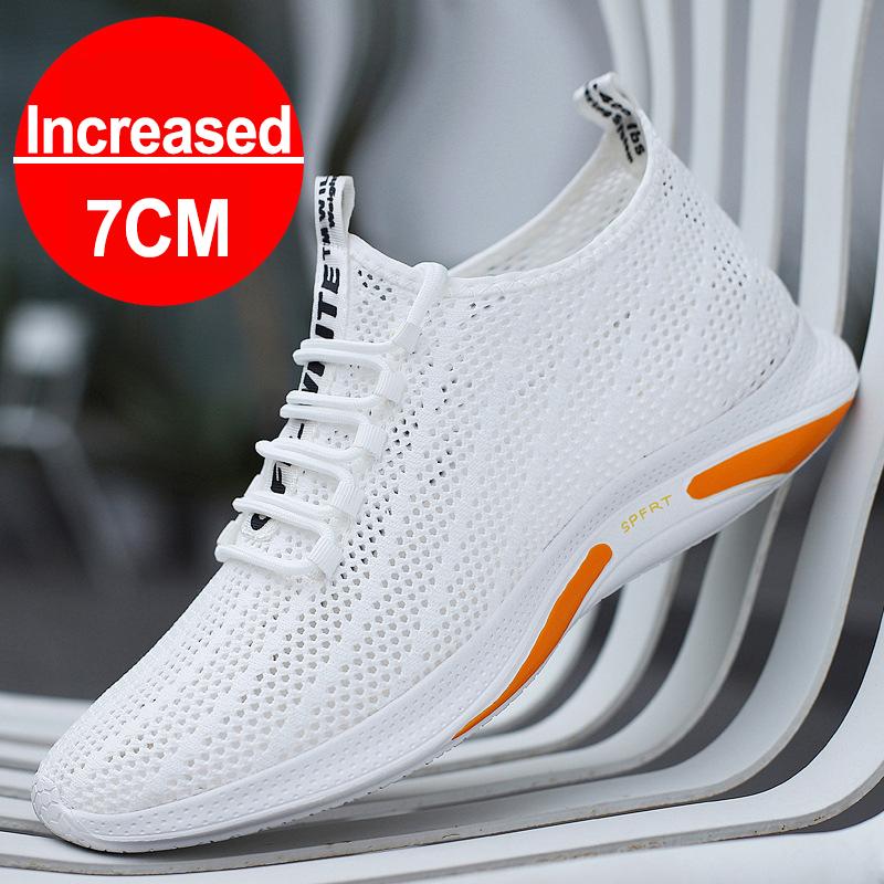 New Men Sneakers Casual Heightening Shoes 7cm Height Increase Shoes For Men Summer Breathable Elevator Shoes Insole Taller Shoes