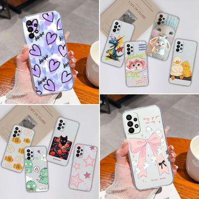 Capa para Samsung A23 A24 A30 A31 A32 A33 A34 A40 A41 A50 A51 A52 A3 A5 Capa com estampa de coelho adorável e desenho animado em silicone macio para proteção de câmera Samsung