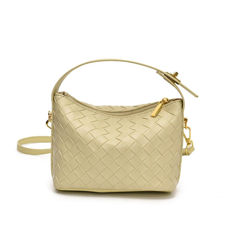 Pu Texture Woven Single Shoulder Crossbody Bag Solid Color Handbag Fashion Women