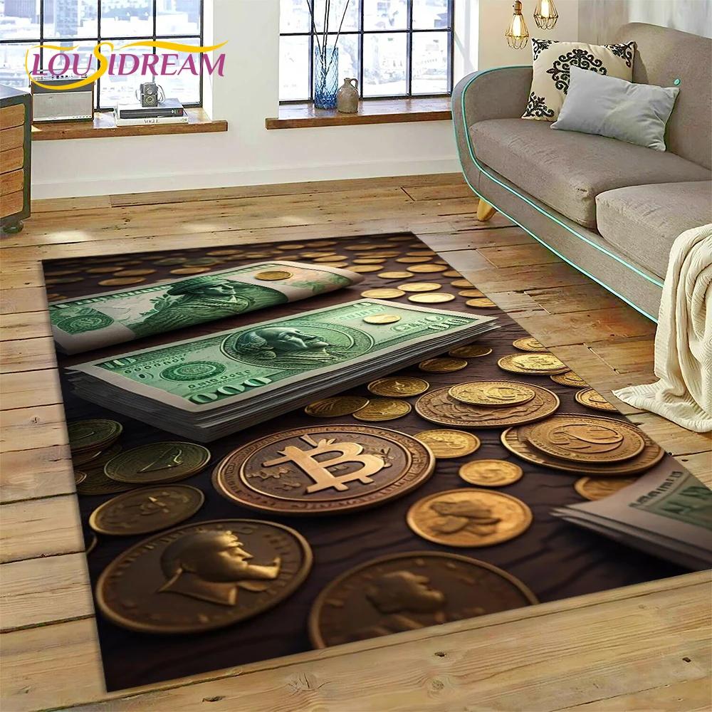 Rich Dollar Euro Pound Money 3D Cartoon Carpet Rug for Home Living Room Bedroom Sofa Doormat Decor,kids Play Non-slip Floor Mat
