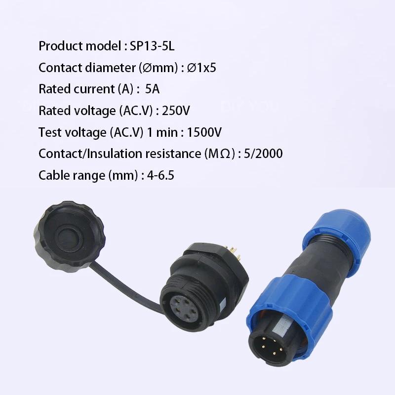 SP13 IP68 wasserdichter Stecker Stecker & Buchse 1/2/3/4/5/6/7/9 Pin Panelmontage Kabelstecker Luftfahrtstecker