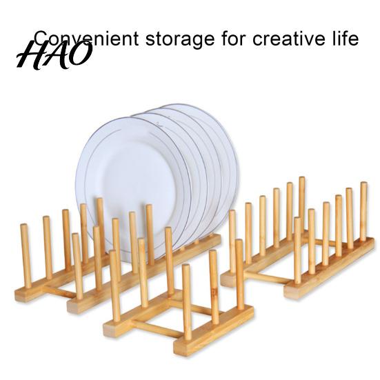 Cabinet Tableware Organizer Kitchen Storage Rack Bamboo Anti-skid Plate Pot Lid Dish Laptop Bowl Drying Holder Organization Cutting Board Drainage