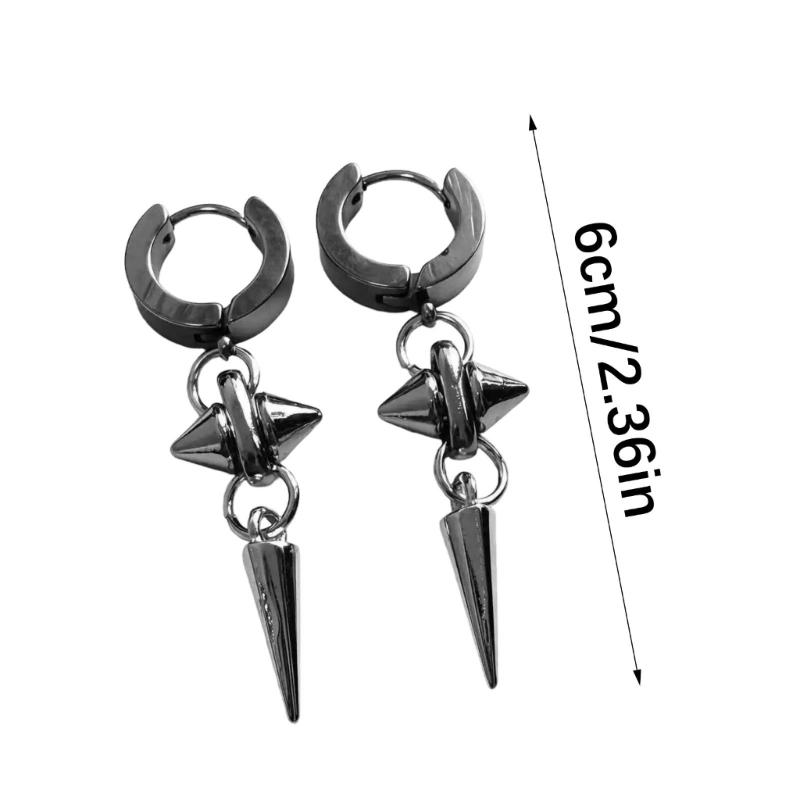 Stainless Steel Rivet Conical Studs Earrings Hip Hop Punk Style Ear Accessories for Daily Wear Parties