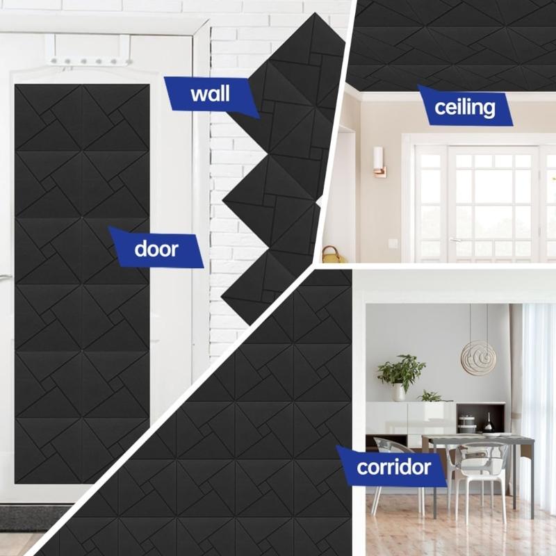 12 Pieces Acoustics Foam Wall Tiles Soundproof Foam Panel Square Wall Panels Perfect for Quiet Study Spaces and Library