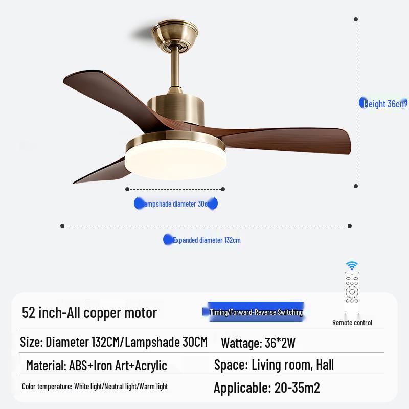 Nordic Industrial-Style Silent Ceiling Fan Chandelier for Home or Commercial Use