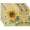 Sunflower Bee Placemats Set Rustic Floral Vine Pattern Dining Table Mats Farmhouse Country Retro Decor for Kitchen & Dining Room
