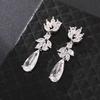 925 Sterling Silver Flower Long Drop Earrings for Women Fresh Elegant Wedding Band Jewelry Trendy Attractive Party Accessories