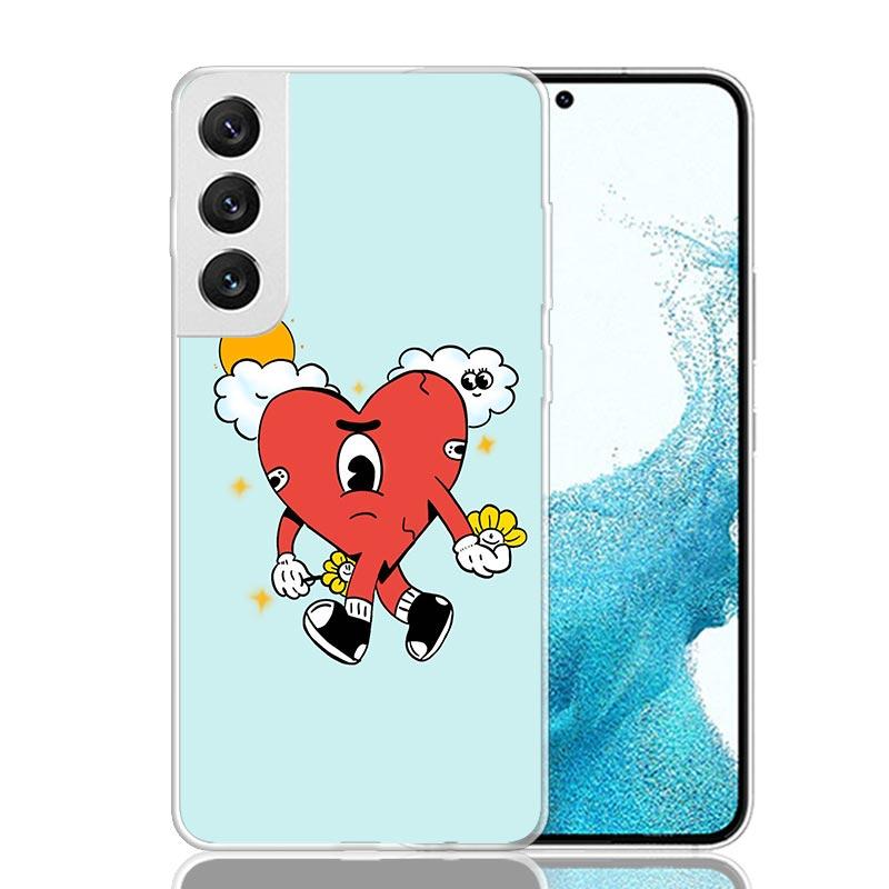 Bad Bunny Heart Case Phone Cover for Samsung Galaxy S24 S25 Ultra S23 Plus S22 + S21 S20 FE S10 S25Plus Trend Fundas S24 Ultra S