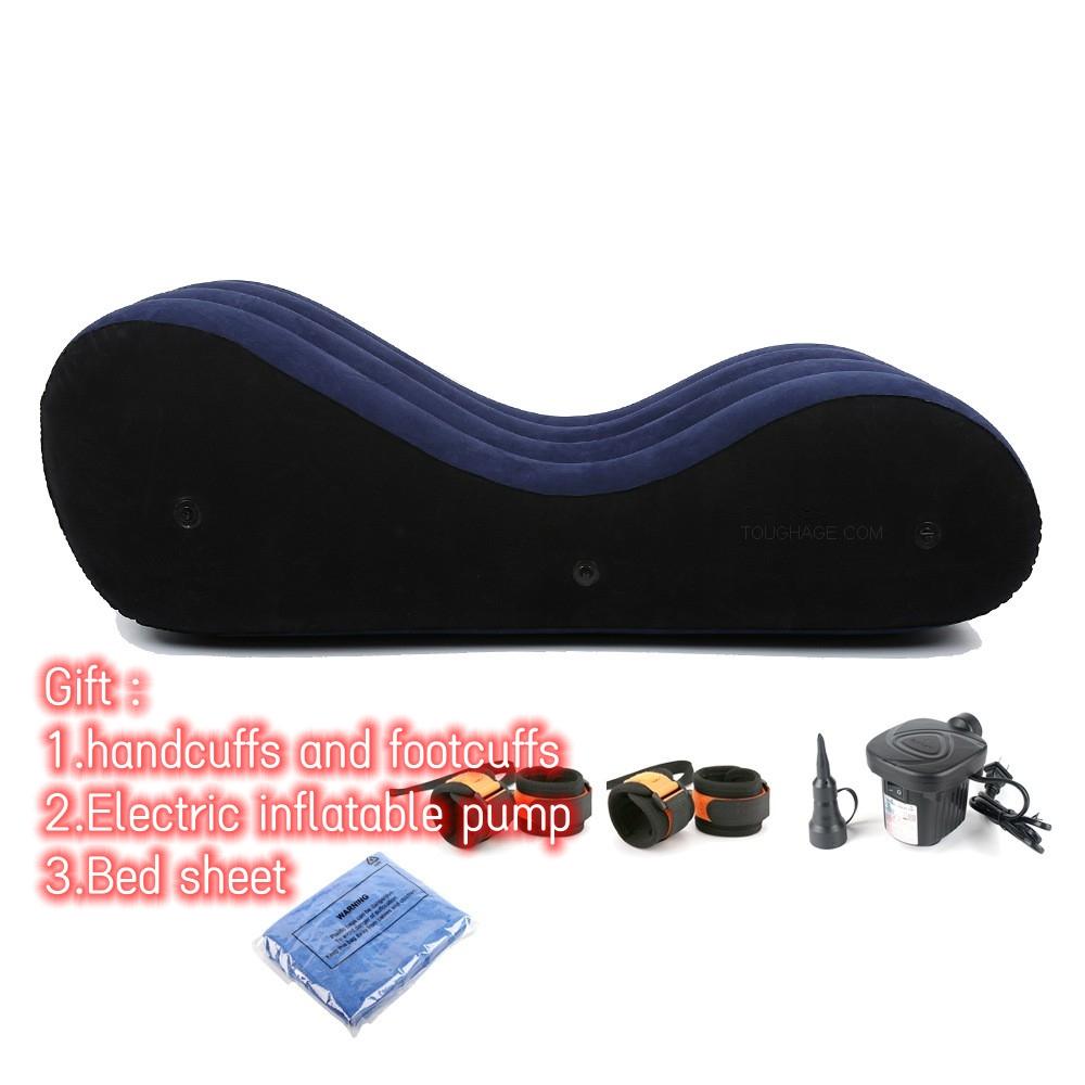 VaHppy "S" Shaped Inflatable Sofa Beds "Sex On Horseback" Individual Airbags Vibrating Undulating 150*61*50CM Handcuffs Included