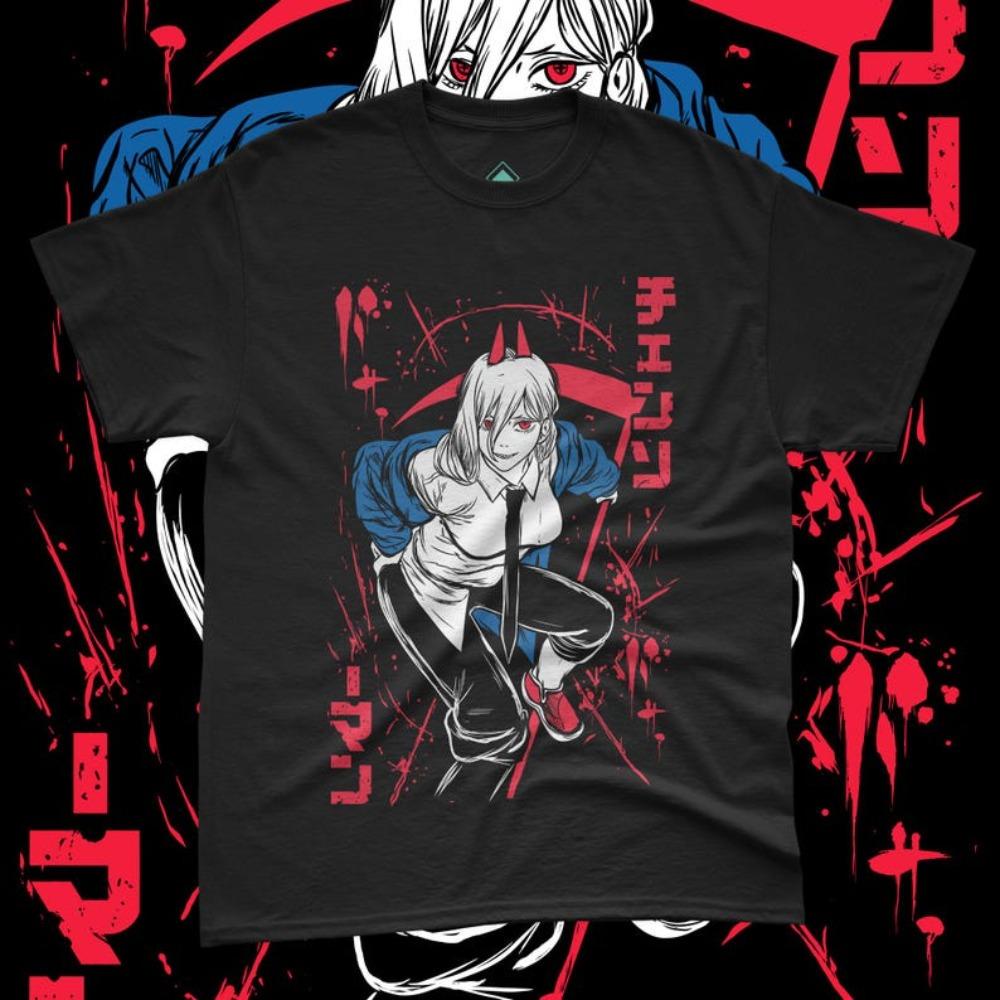 Chainsaw Man Makima Frame Eyes Classic Scene Anime T-Shirt, Unisex Manga Fan Streetwear Tee, 100% Cotton Casual Short Sleeve Top