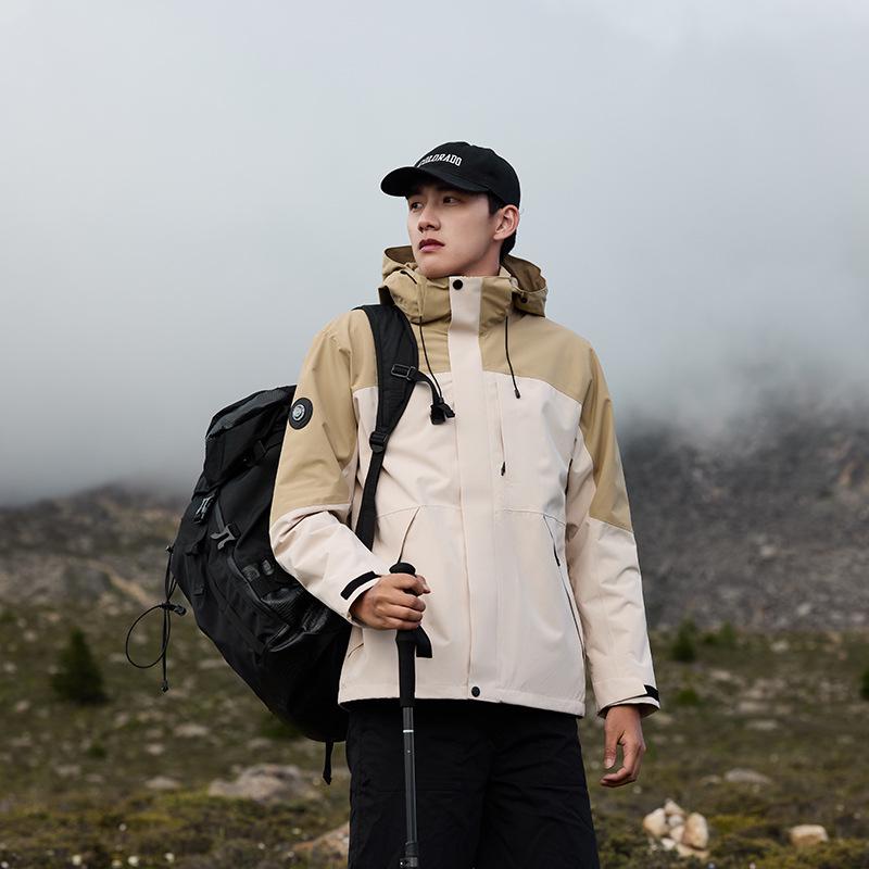 

Унисекс Ветрозащитная и Водонепроницаемая Куртка 3-в-1 с Капюшоном, Съемная конструкция, Новый стиль Весна-Осень 2024 L