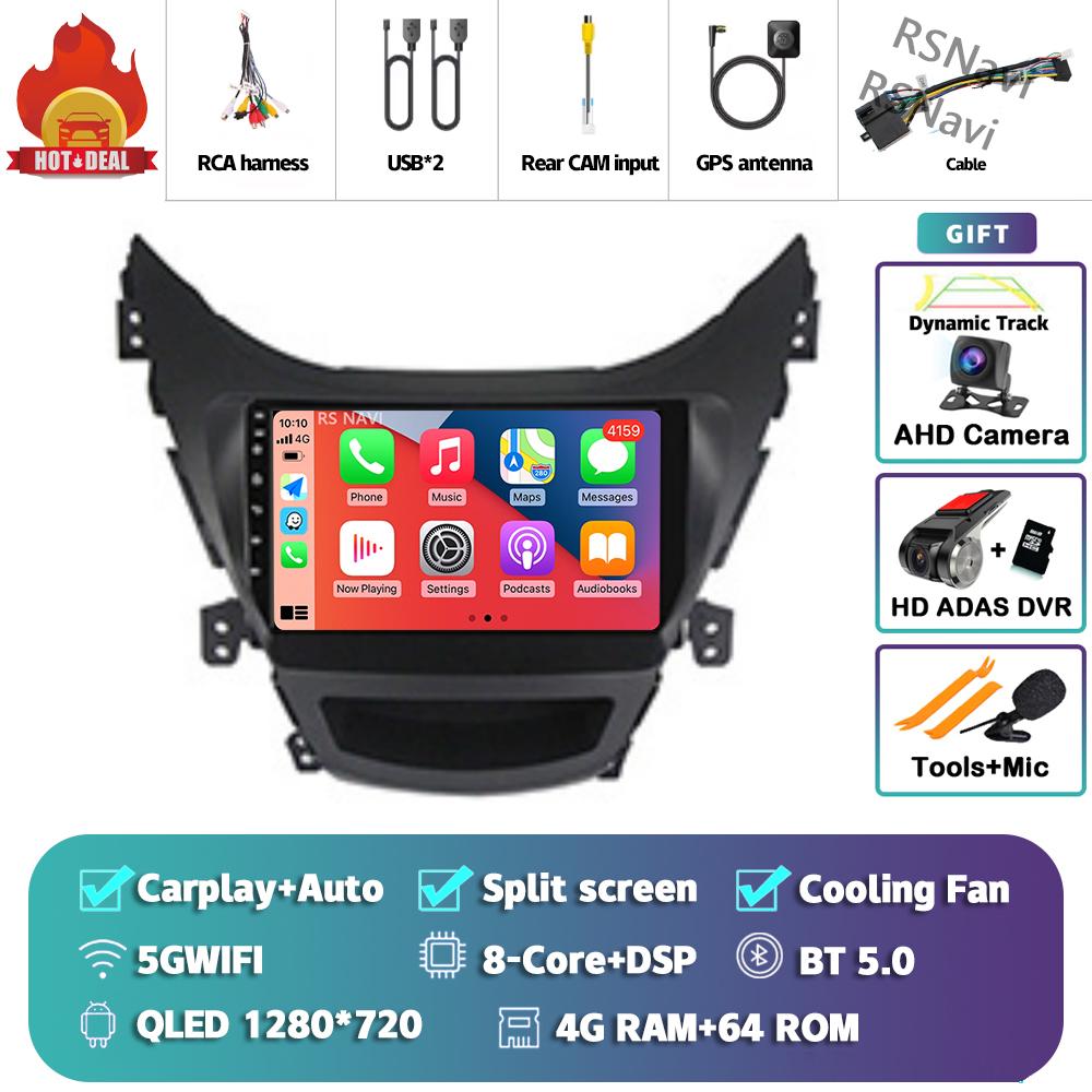 Android 14 Carplay Car Radio For Hyundai Elantra 2012 - 2015 Multimedia Video Player Navigation Stereo Head Unit Auto AI Voice