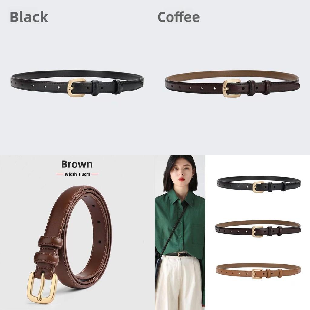 Womens Slim Alloy Buckle Belt With Geometric Elements For Elegant Casual Style