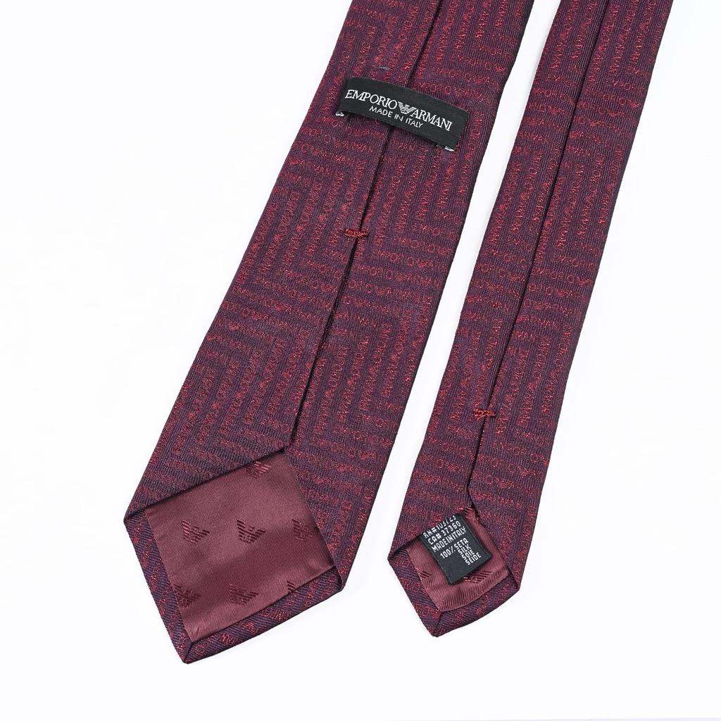 [Emporio Armani] Emporio Armani Men's Tie, 7.5cm wide, 100% Silk, Chevron Motif, Bordeaux, MADE IN ITALY, 340075 3R604 00176 [Item]