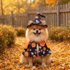 Jijijing 1 Set Halloween Pet Costume, Adjustable Wizard Hat And Cape, Cute Pumpkin Ghost Prints, Fun Outfit for Small Dogs Cats Festive Apparel