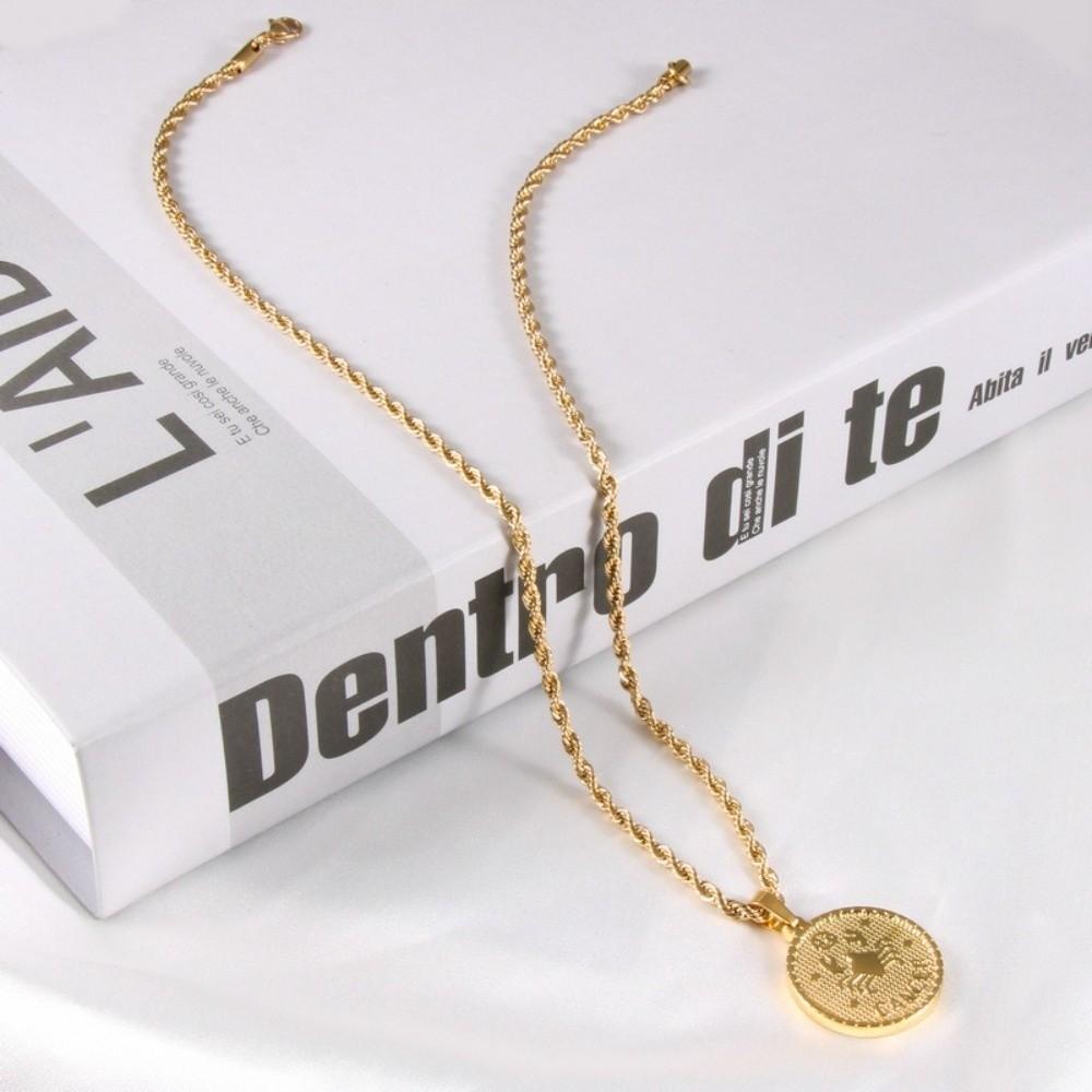 18K Gold Coin Coin Pendant Necklace 12 Constellation Bag Pendant Charms DIY Jewelry Making