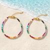 Go2boho Beaded Bracelet with Multicolor Natural Stone Ball Beads 18K Gold Plated Chain Trendy Gift Jewelry