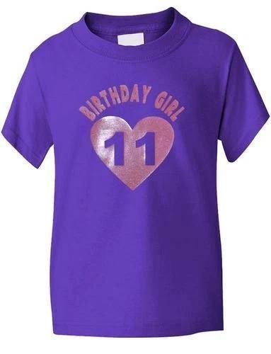 

Birthday Girl Age 11 Eleven Girls Kids T-Shirt In Glitter Birthday Gift Age 1-13 L
