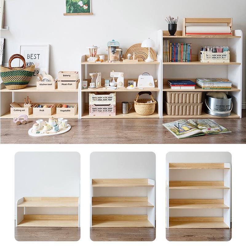 Korean Style Wooden Bookcase & Toy Storage Rack for Children's Room