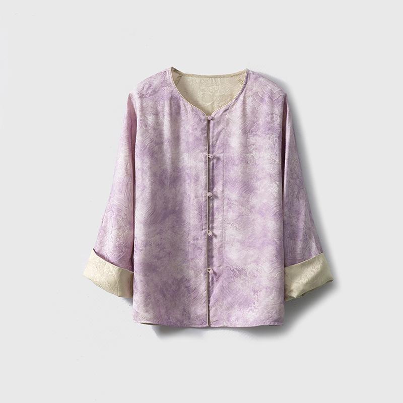 

Двусторонний кардиган из жаккарда из шелка тутового дерева, окрашенного растительными красителями Large светло-фиолетовый