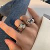 Glossy Geometric Irregular Adjustable Ring for Women - Trendy Retro Stackable Style