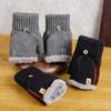 Thickened Dual-use Gloves Acrylic Fibres Half Finger Gloves Gift Knitted Yarn Flip Mittens  Winter