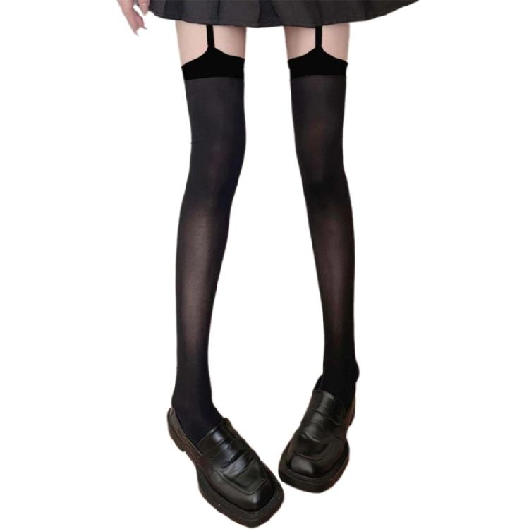 Japanese Gothic Crosses Print Suspender Tights for Women Pantyhose High Waist Garter Belt Tights Thigh High Stockings 1