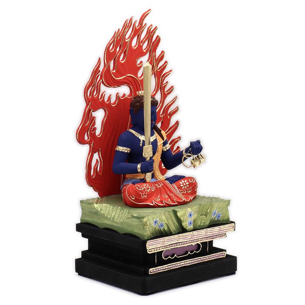 Special Buddhist Statue Acala Seated Statue Inches Height 32 Width 15 Depth Made of Cypress Wood Flame Square Rock 1105 Kurita's [Myo-o] 3.5 (total