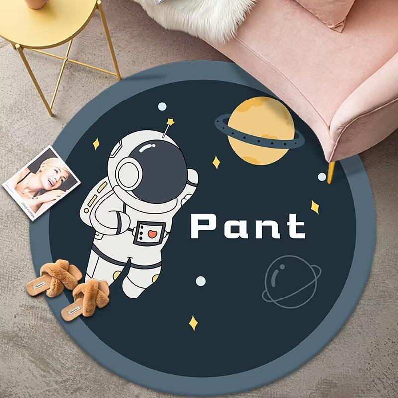 Modernes Kinderzimmer Runder Teppich Cartoon Astronauten Dekor Teppiche Junge Kinderzimmer Nachttischteppich Wohnzimmer Sofa Stuhl Bodenmatte