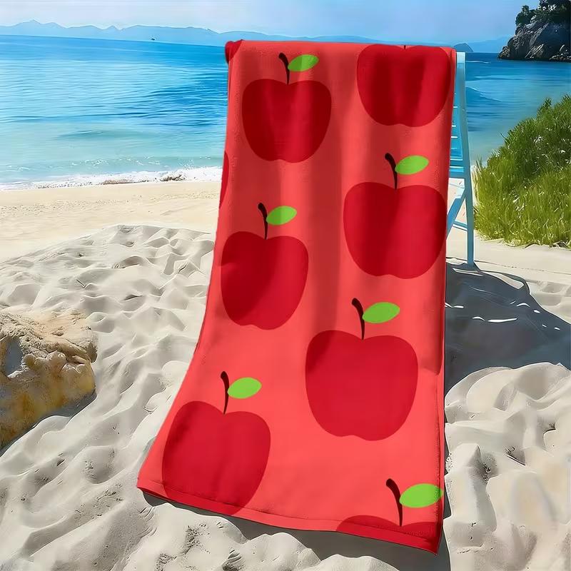 Cute Strawberry Gingham Print Beach Towel Colorful Summer Fruit Pattern Towel Soft Absorbent Quick Dry Beach Blanket
