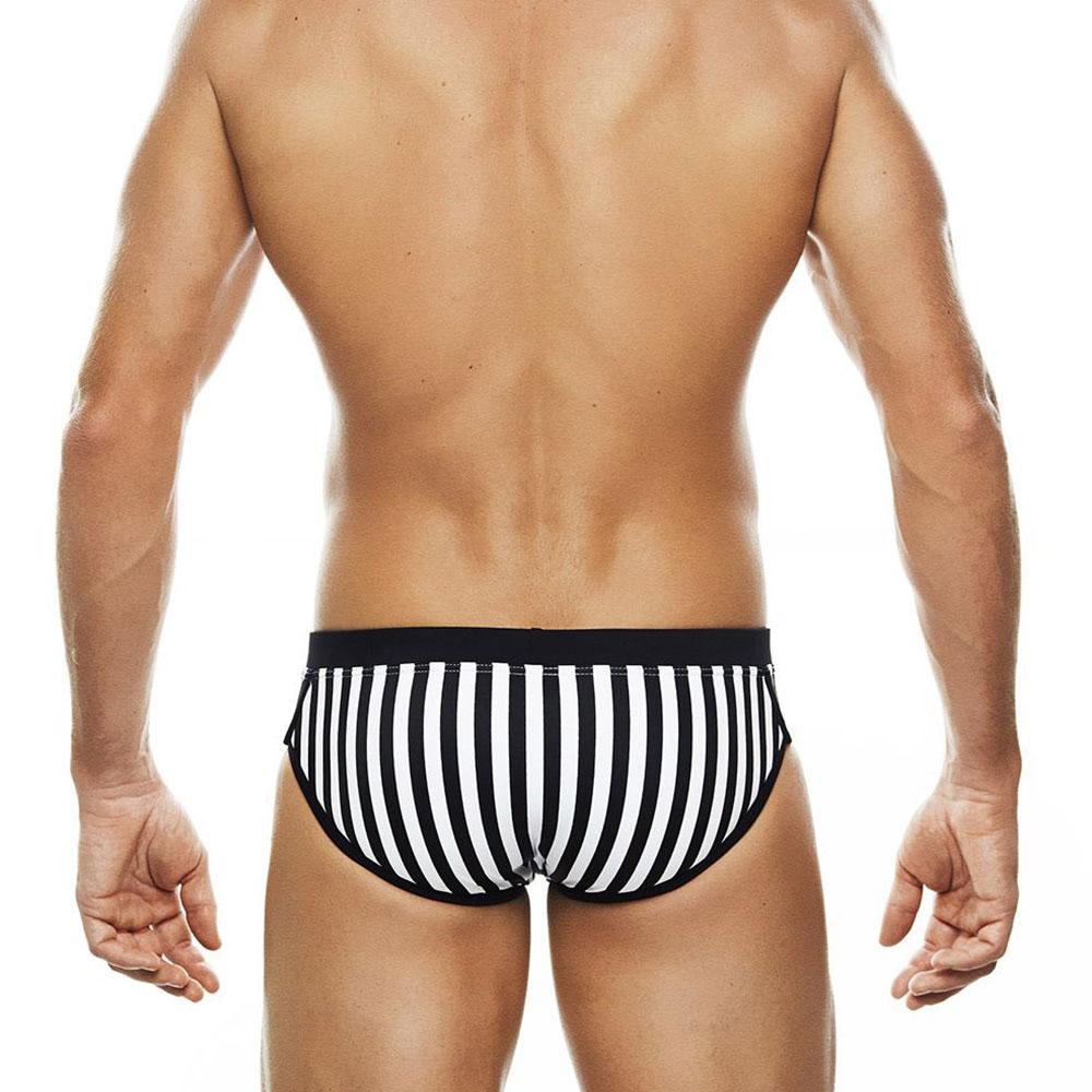 Gepolsterte Badehose für Herren mit schwarzen und weißen Streifen und Push-Up