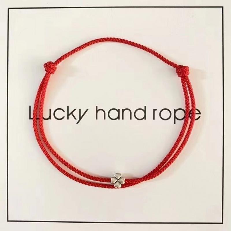 Red String Lucky Clover Bracelet - Woven Hand Rope for Couples, Besties, Students; Symbol of Peace and Harmony.