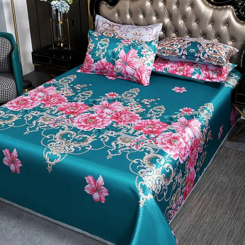 Luxury Smooth Linen Bed Sheet Set Home Bedding Decor Cooling Mat Machine Washable Bed Sheet Queen King Size with Pillowcases