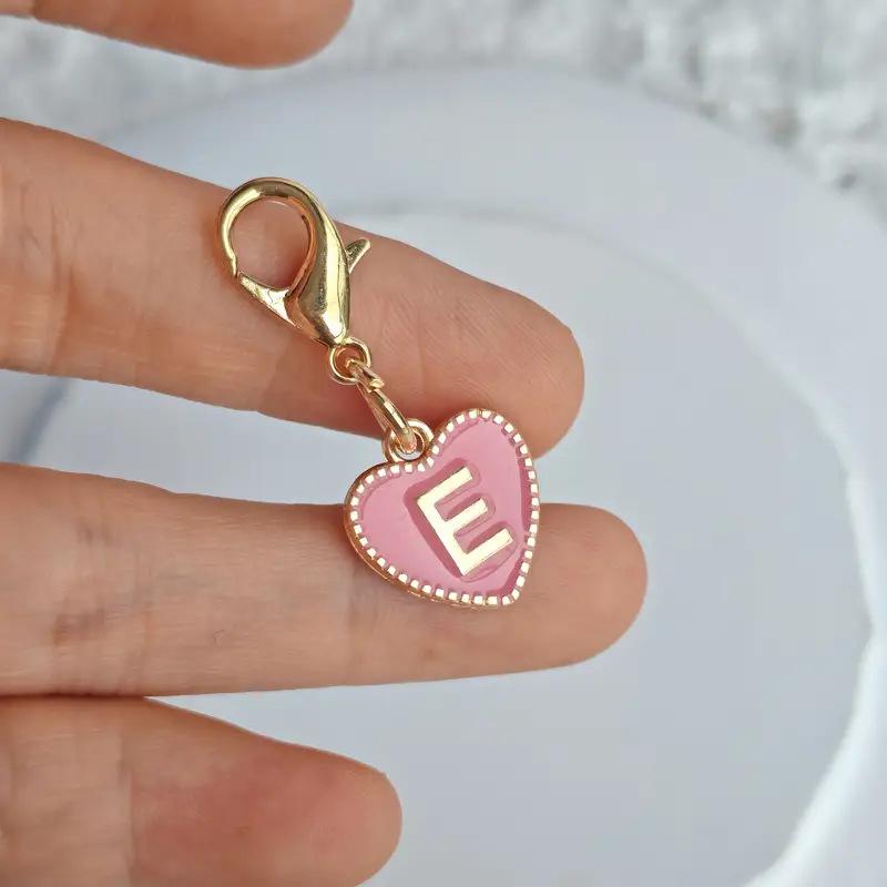 Cute Alphabet 26 Letters Heart Keychain For Bags Earphone Charm Pendants Accessories Gifts With Lobster Buckle