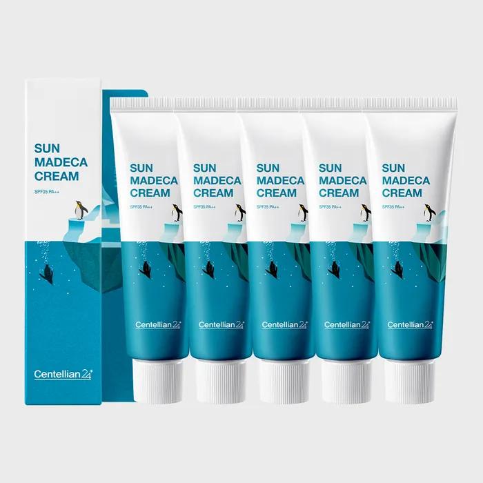 Dongkook Pharmaceutical Centellian 24 Sun Madeca Cream 50ml 5ea Cooling UV Protection Sun Cream Moisturizing Soothing Ice Tech Photoaging Bottle Grass