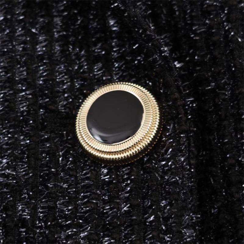 Winter 2025 Women's Double-Breasted Metallic Thread Suit Jacket in European and American Style