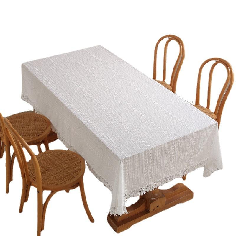 Lace Tablecloth Cotton Hollow White Embroidery Coffee Table Table Cover Table Cloth Wedding Party Banquet Decor