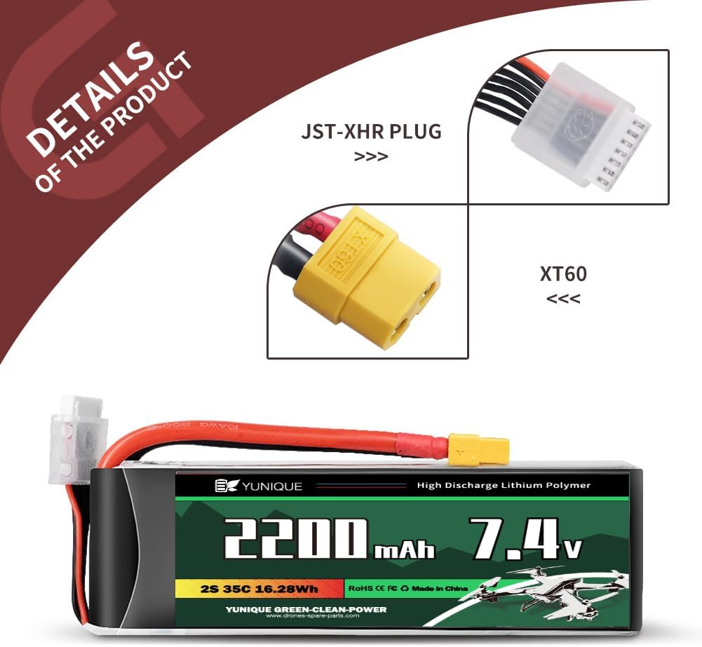 LiPo baterie 4S 14,8V 2200mAh 120C s konektorem XT60 – Vysoký výkon pro RC modely – Měkké pouzdro, silikonový kabel