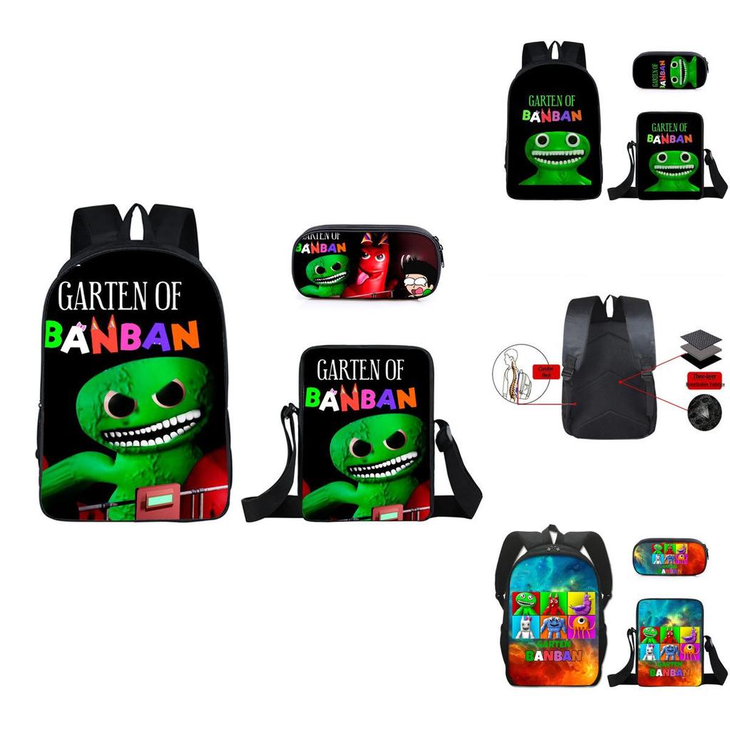 3pcs/set Garten Of Banban Backpack Shoulder Bag Pencil Pouch Student School Gift