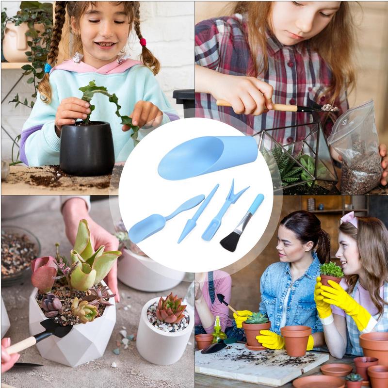 5Pcs/set Garden Planter Kit Sowing Shovel Scoop Bucket Succulents Seedlings Transplanting Tool Bonsai Fertilizer Drilling Device